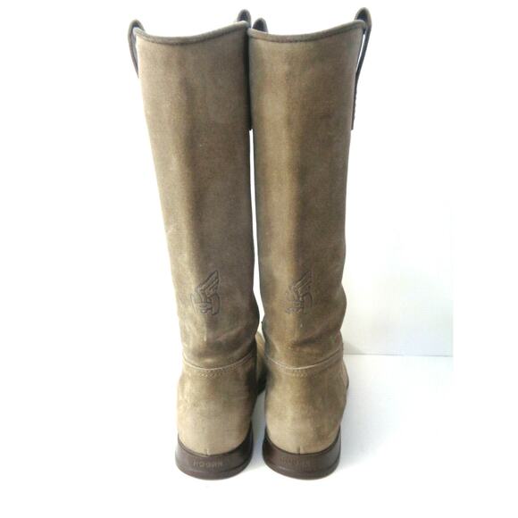 HOGAN WMNs EUR 36.5 US 6.5M 7M Taupe suede leather Pull on Riding Boots ITALY - Picture 3 of 9